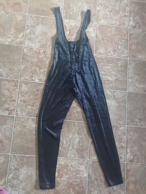 Black Velvet Lace-Up Women's Jumpsuit